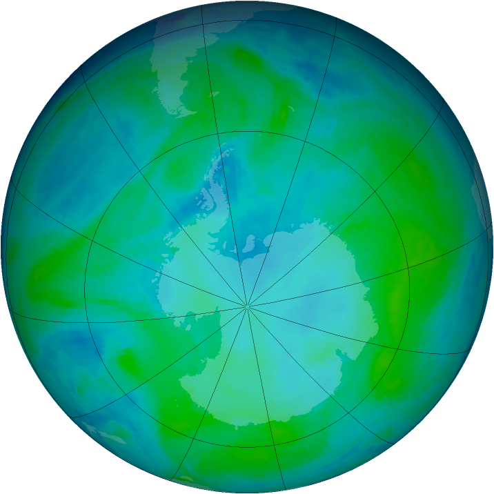 Antarctic ozone map for 28 January 1998